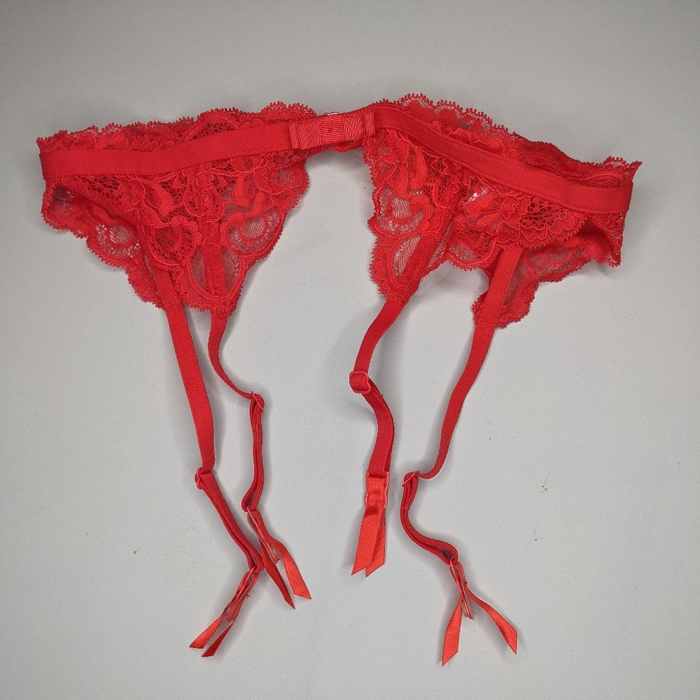 Royal Red Lace Simple Classic Garter Belt Sexy (XS) Victoria's Secret